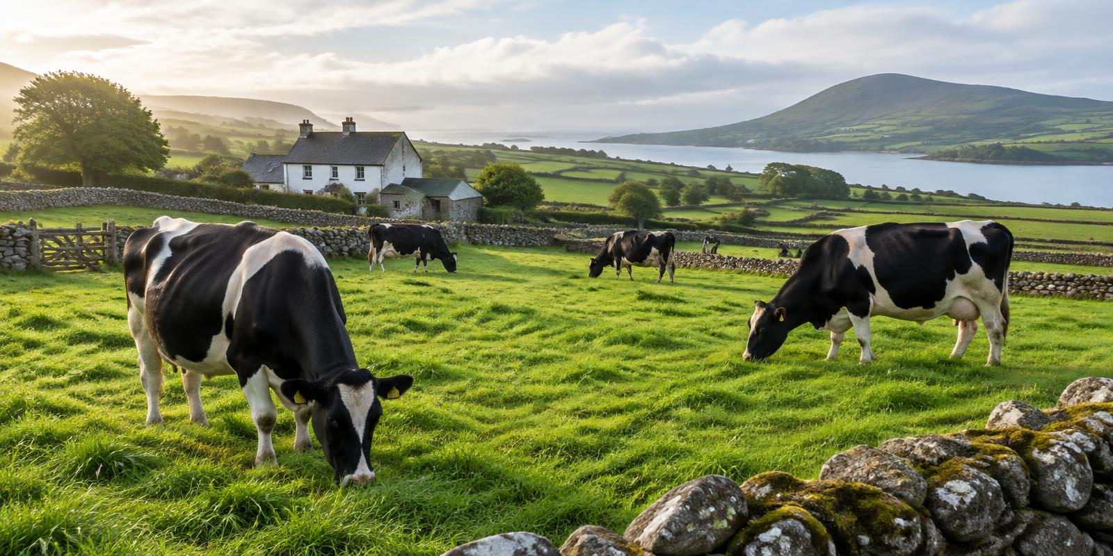 Cows grazing in Irish fields